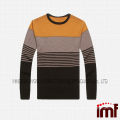 100% Merino Wool Knitwear Fashion Design Stripes Pullover Sweater for Men